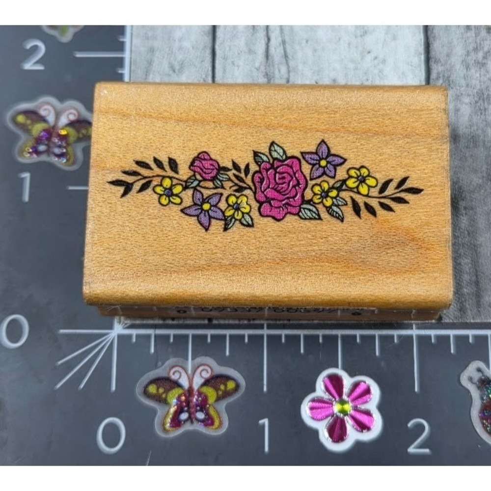 Comotion Flower Border 697 Leafy Branch Rubber Stamp #R8